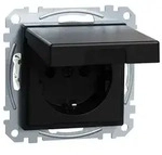 Merten System M, Steckdose 1f, UP m.BS IP20,schwarz matt, Ocean Plastic