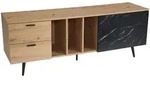Lowboard FineBuy TV Schrank 150 cm Fernsehtisch Fernsehschrank Marmor Schwarz