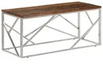 vidaXL Couchtisch Silbern Edelstahl und Massivholz