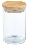 Relaxdays Vorratsgl&auml;ser mit Bambusdeckel, 3er Set, runde Vorratsdosen aus Glas, 800