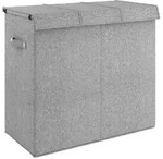 vidaXL Faltbarer W&auml;schekorb Grau 64,5x34,5x59 cm Leinenimitat Stoff