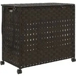 vidaXL W&auml;schekorb mit Rollen Dunkelbraun 66x35x60 cm Rattan
