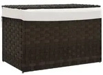 vidaXL W&auml;schekorb mit Deckel Dunkelbraun 55,5x35x34 cm Poly Rattan