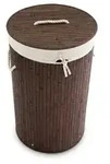 Relaxdays W&auml;schekorb Bambus, faltbare W&auml;schetonne mit Deckel, Volumen 70 l,
