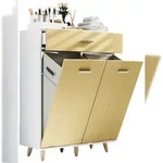 VCM Badm&ouml;bel Hochschrank Landos Wei&szlig; / Honig-Eiche H. 107 x B 79 x T. 35 cm