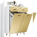 VCM Badm&ouml;bel Hochschrank Landos Wei&szlig; / Honig-Eiche H. 97 x B 79 x T. 35 cm