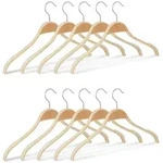 Relaxdays Kleiderb&uuml;gel Holz 10er Set, rutschfeste Lamellen, nat&uuml;rliche Optik,...