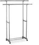 Relaxdays Kleiderst&auml;nder mit 2 Kleiderstangen, Garderobe auf Rollen,...