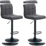 CLP 2er Set Barhocker Calma Stoff hellgrau/Metall matt schwarz