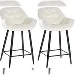 CLP 2er Set Barhocker Gibson Samt Sitzh&ouml;he 76 cm creme