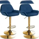 CLP 2er Set Barhocker Braga Gold Samt blau