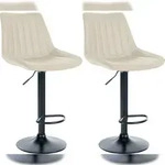 CLP 2er Set Barhocker Toni Kunstleder creme/Metall matt schwarz