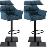 CLP 2er Set Barhocker Damaso Stoffbezug schwarz/blau