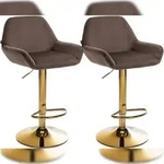 CLP 2er Set Barhocker Braga Gold Samt braun
