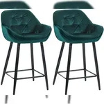 CLP 2er Set Barhocker Gibson Samt Sitzh&ouml;he 76 cm dunkelgr&uuml;n