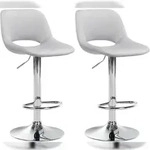 CLP 2er Set Barhocker Camden Samt hellgrau/Metall in Chromoptik