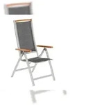 Merxx Siena Klappsessel, Aluminium/Textil/Akazie, Silber/Schwarz