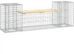 vidaXL Gartenbank aus Gabionen 183x41x60,5 cm Massivholz Kiefer