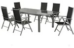 Merxx Amalfi Set 7tlg., 6 Klappsessel, 1 Tisch 160(220) x 90 cm, Aluminium,