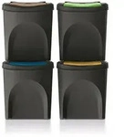 Set mit 4 Keden Sortibox M&uuml;lleimern, 100 % recycelter Kunststoff, schwarz, 100 l