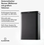 Klarstein Touchless Sensor-M&uuml;lleimer 60L Edelstahl Soft-Close Batteriebetrieben