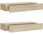 vidaXL Wandregale mit Schubladen 2 Stk. Eichen-Optik 60x23,5x10 cm MDF