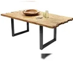 SIT M&ouml;bel Esstisch aus Teak 220 cm | Platte 50 mm natur | Kufen-Gestell Metall