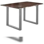 M&ouml;belliebling Esstisch Baumkante massiv Akazie nussbaum 160 x 85 silber...