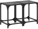 vidaXL Couchtische mit Glasplatte 2 Stk. Schwarz 30x30x40 cm Stahl