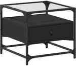 vidaXL Couchtisch mit Glasplatte Schwarz 50x50x45 cm Stahl
