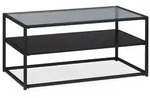 Relaxdays Couchtisch, Ablage aus MDF, Glas & Metall, modernes Design, edler