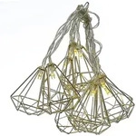MARELIDA LED Deko Lichterkette DIAMANT 10 kleine beleuchtete Rubine 1,6m silber
