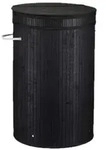Relaxdays W&auml;schekorb Bambus, runder W&auml;schesammler mit Klappdeckel, 65 l, faltbare