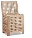 Relaxdays W&auml;schetruhe Walnuss, Deckel, entnehmbarer W&auml;schesack 70 l, geschlossener