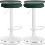 CLP 2er Set Barhocker Ponte Samt gr&uuml;n/Metall matt weiss