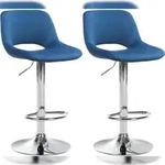 CLP 2er Set Barhocker Camden Samt blau/Metall in Chromoptik
