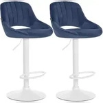 CLP 2er Set Barhocker Milet Samt Samt HBT: 85x47x48 cm Metall matt weiss blau