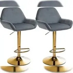 CLP 2er Set Barhocker Braga Gold Samt dunkelgrau