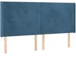 vidaXL Kopfteil mit Ohren Dunkelblau 203x16x118/128 cm Samt