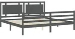 vidaXL Massivholzbett mit Kopfteil Grau 200x200 cm