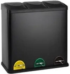 SVITA TC3X20 Treteimer 60 Liter Schwarz 20L dreifach XXL Abfalleimer 3er-M&uuml;lleimer