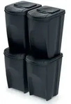 Set mit 4 Keden Sortibox M&uuml;lleimern, 100 % recycelter Kunststoff, schwarz, 140 l