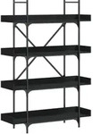 vidaXL B&uuml;cherregal 4 B&ouml;den Schwarz 100x33x145,5 cm Holzwerkstoff
