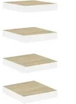 vidaXL Schweberegale 4 Stk. Eichen-Optik und Wei&szlig; 23x23,5x3,8 cm MDF