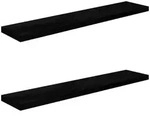 vidaXL Schweberegale 2 Stk. Hochglanz-Schwarz 120x23,5x3,8 cm MDF