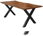 M&ouml;belliebling Esstisch Baumkante Akazie nussbaumfarben 280 x 100 cm X-Gestell