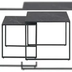 Infinity Couchtisch Einscchubtische 2 stk., Marmor Print, schwarz.