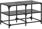 vidaXL Couchtisch mit Glasplatte Schwarz 78,5x40x45 cm Stahl