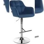 CLP Barhocker Natoma Samt blau/Metall in Chromoptik