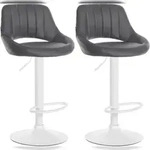 CLP 2er Set Barhocker Milet Kunstleder grau/Metall matt weiss